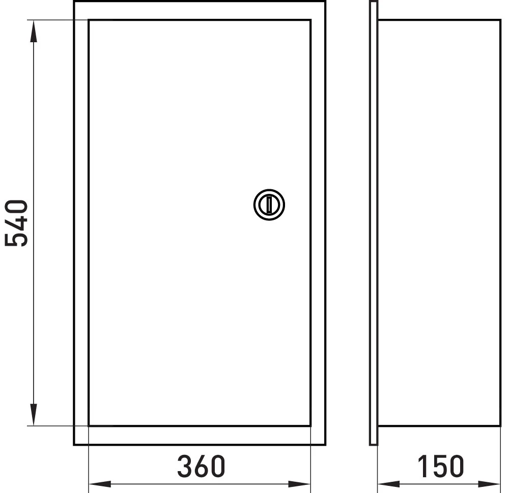 Корпус e.mbox.stand.w.f3.36.z металевий, під 3-ф. лічильник, 36 мод., що вбудовується, з замком - габаритні розміри