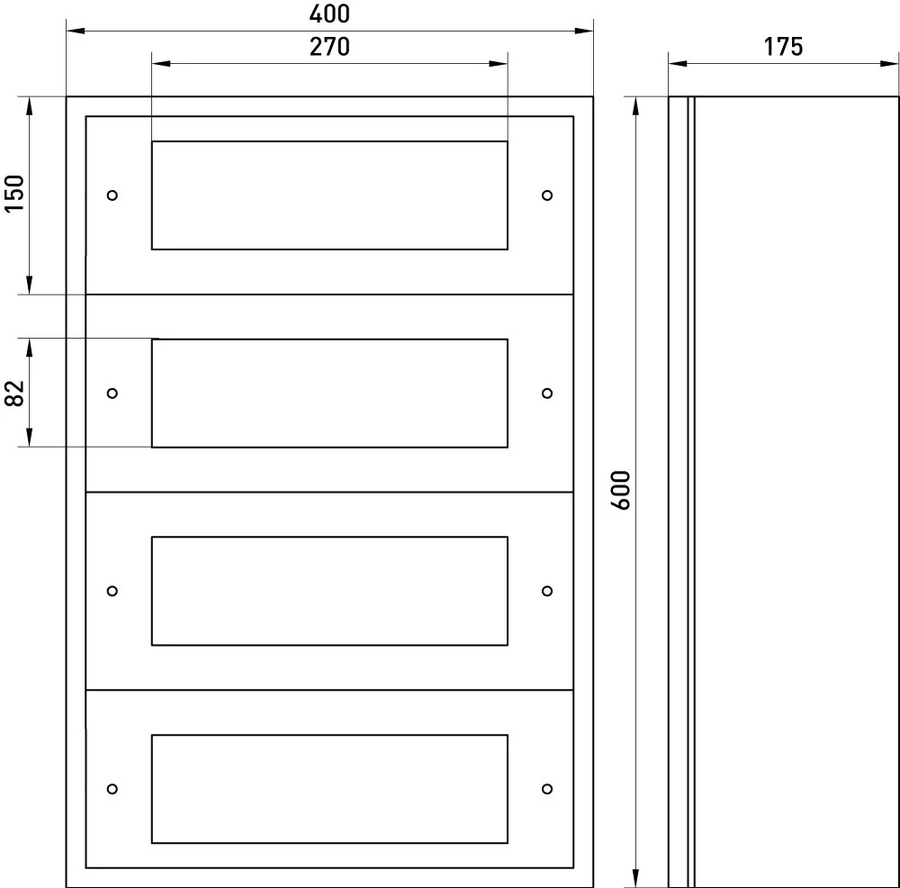 Корпус металевий e.mbox.industrial.n.60z IP41, навісний, на 60 модулів - габаритні розміри