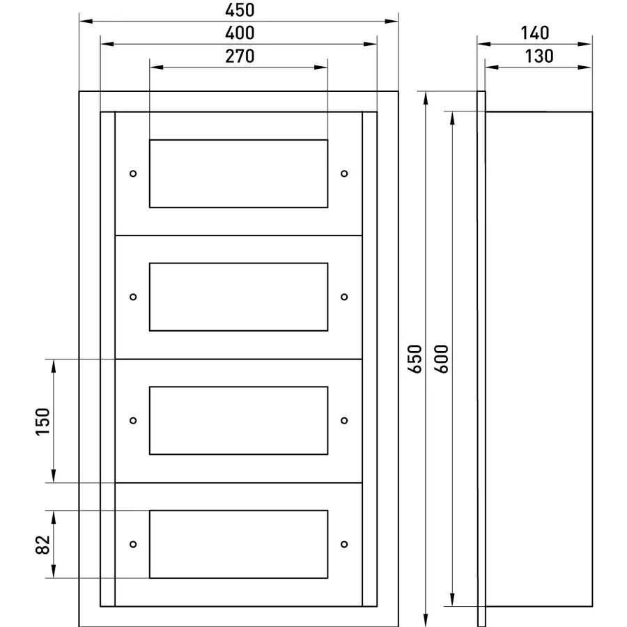 Корпус металевий e.mbox.industrial.w.60z IP41, що вбудовується, на 60 модулів