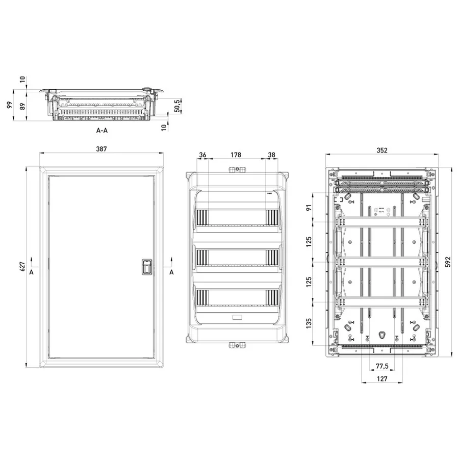 Корпус пластиковий на 42 модулів e.plbox.industrial.w.42 вбудованний, IP40