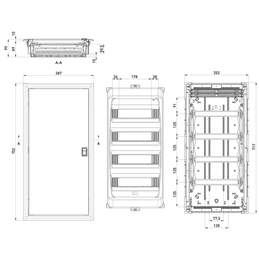Корпус пластиковий на 56 модулів e.plbox.industrial.w.56 вбудованний, IP40