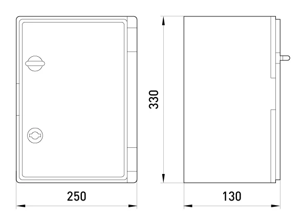Корпус удароміцний з АБС-пластика e.plbox.250.330.130.blank, 250х330х130мм, IP65 - габаритні розміри