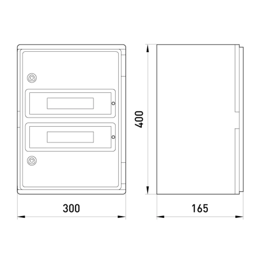 Корпус удароміцний з АБС-пластика e.plbox.300.400.165.24m.blank, 300х400х165мм, IP65 з панеллю під 24 модулі
