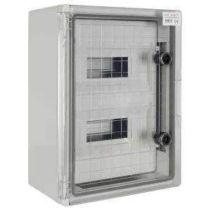 Корпус удароміцний з АБС-пластика e.plbox.300.400.165.24m.tr, 300х400х165мм, IP65 з прозорими дверцятами та панеллю під 24 модулі