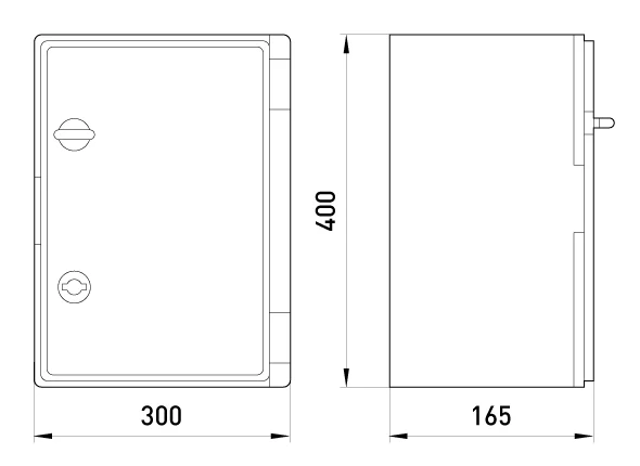 Корпус удароміцний з АБС-пластика e.plbox.300.400.165.tr, 300х400х165мм, IP65 з прозорими дверцятами - габаритні розміри