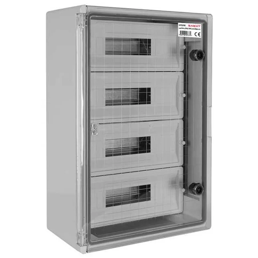 Корпус удароміцний з АБС-пластика e.plbox.500.700.245.88m.tr, 500х700х245мм, IP65 з прозорими дверцятами та панеллю під 88 модулів