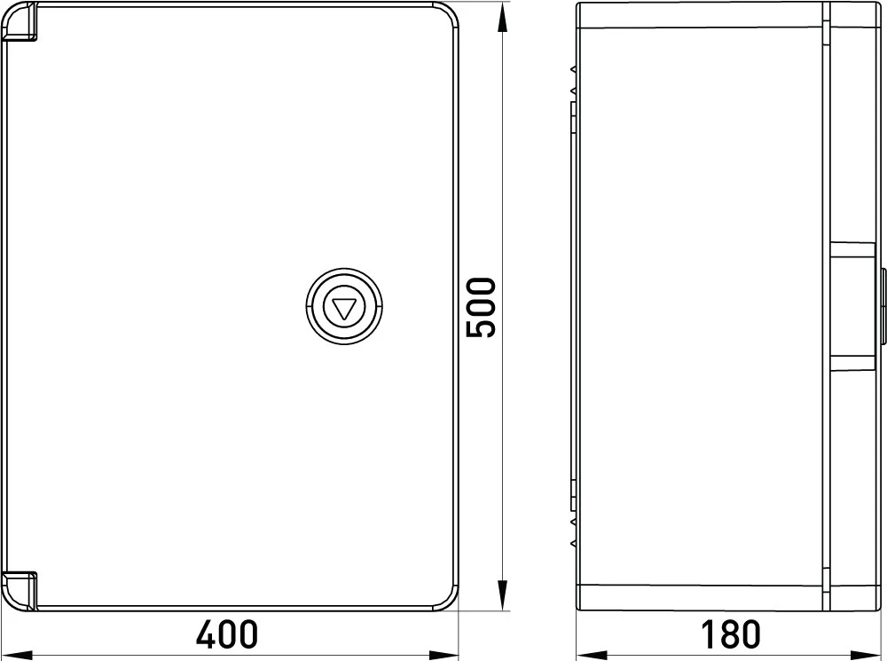 Корпус з ABS-пластику e.plbox.pro.p.50.40.18 з непрозорими дверцятами 500x400x180мм ІР65 - габаритні розміри