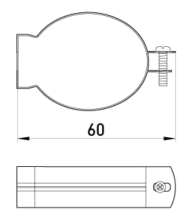 Кріплення металеве e.industrial.pipe.clip.hang.3/4"  для підвіски труб - габаритні розміри