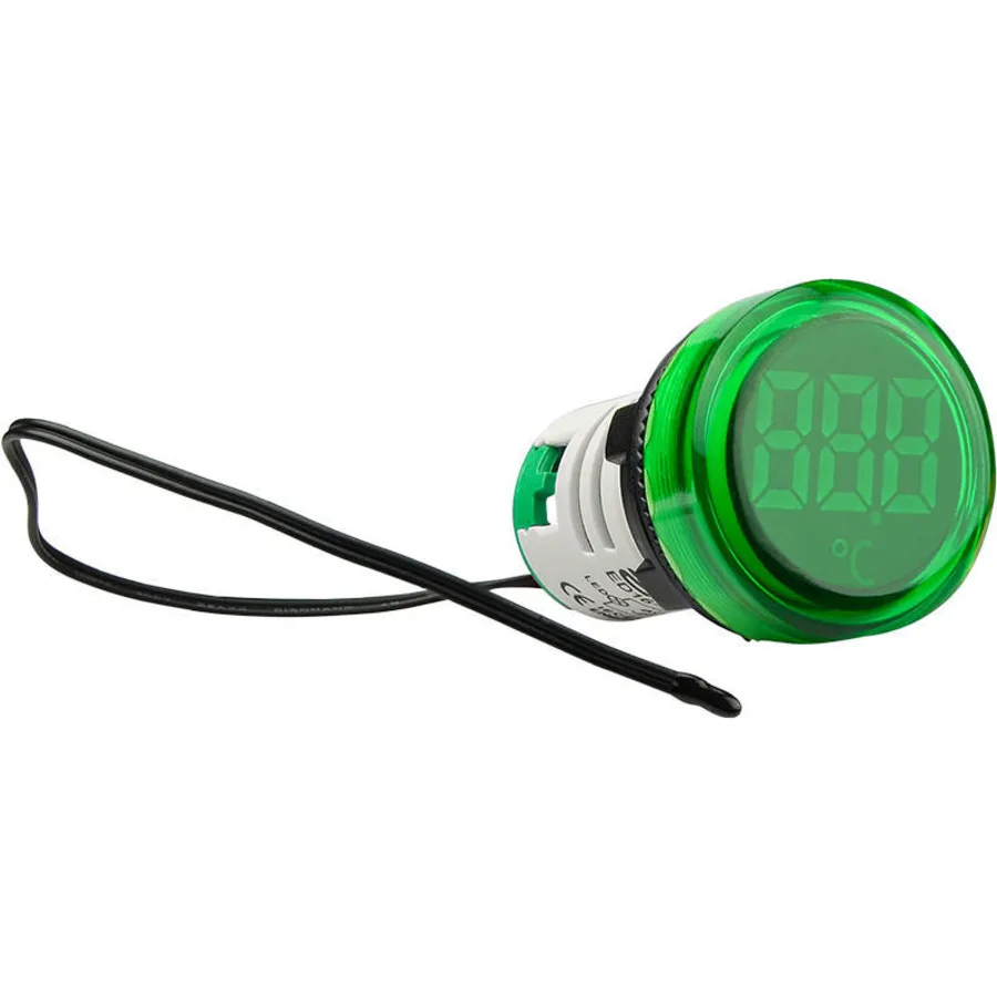 Круглий цифровий вимірювач температури ED16-22WD -25С - 150С (зелений)