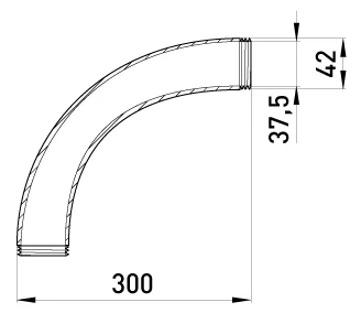 Кутовий металевий з'єднувач e.industrial.pipe.thread.angle.1-1/4", 90 град. з різьбою - габаритні розміри