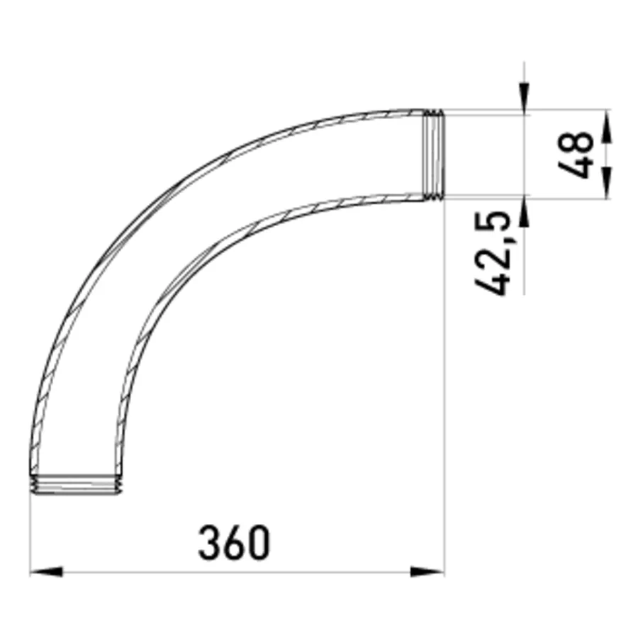 Кутовий металевий з'єднувач e.industrial.pipe.thread.angle.1-1/2", 90 град. з різьбою