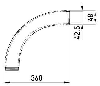 Кутовий металевий з'єднувач e.industrial.pipe.thread.angle.1-1/2", 90 град. з різьбою - габаритні розміри