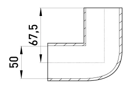 Кутовий з'єднувач e.pipe.angle.stand.50 для труб d50мм - габаритні розміри