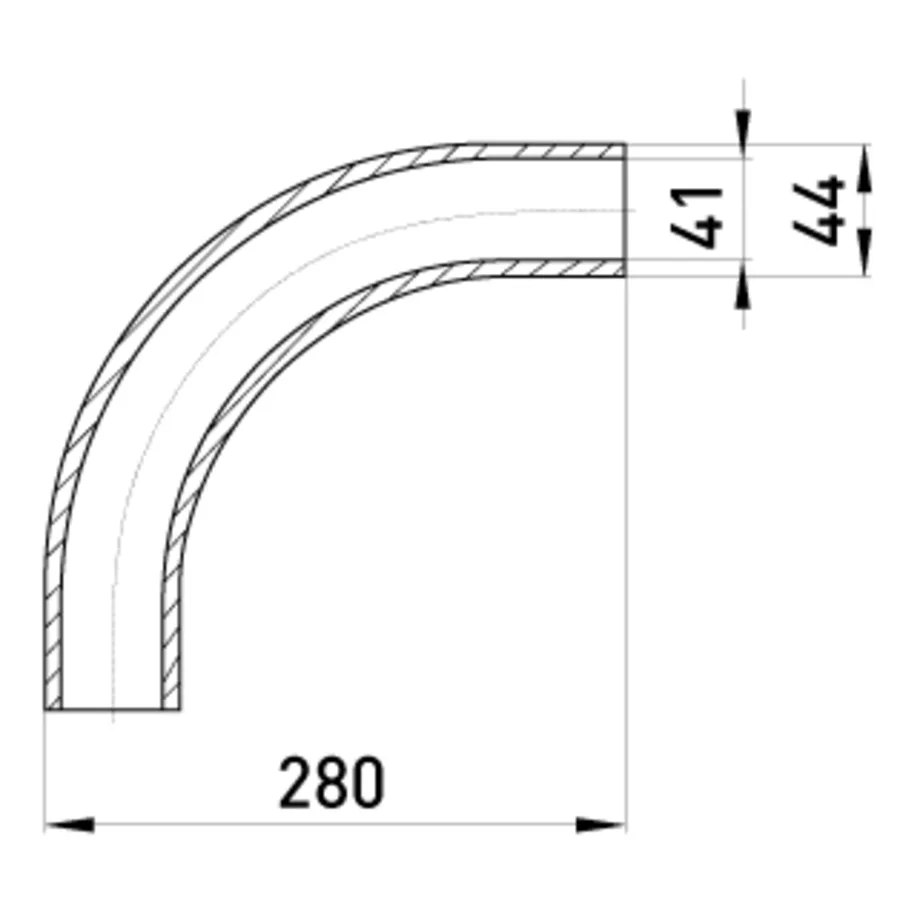 Кутовий з'єднувач металевий e.industrial.pipe.angle.1-1/2" без різьби, 90 град.