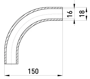 Кутовий з'єднувач металевий e.industrial.pipe.angle.1/2" без різьби, 90 град. - габаритні розміри