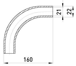 Кутовий з'єднувач металевий e.industrial.pipe.angle.3/4" без різьби, 90 град. - габаритні розміри