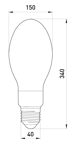 Лампа ртутно-вольфрамова e.lamp.hwl.e40.750, Е40, 750 Вт - габаритні розміри