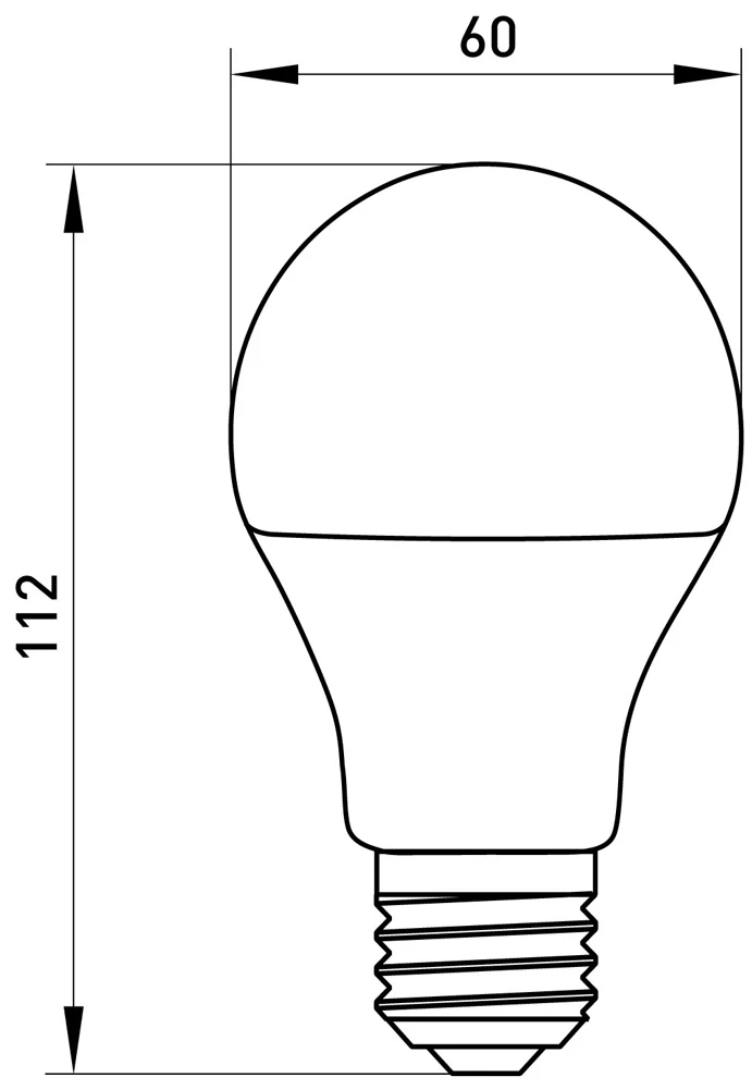 Лампа світлодіодна e.LED.lamp.A60.E27.12.3000, 12Вт, 3000К - габаритні розміри