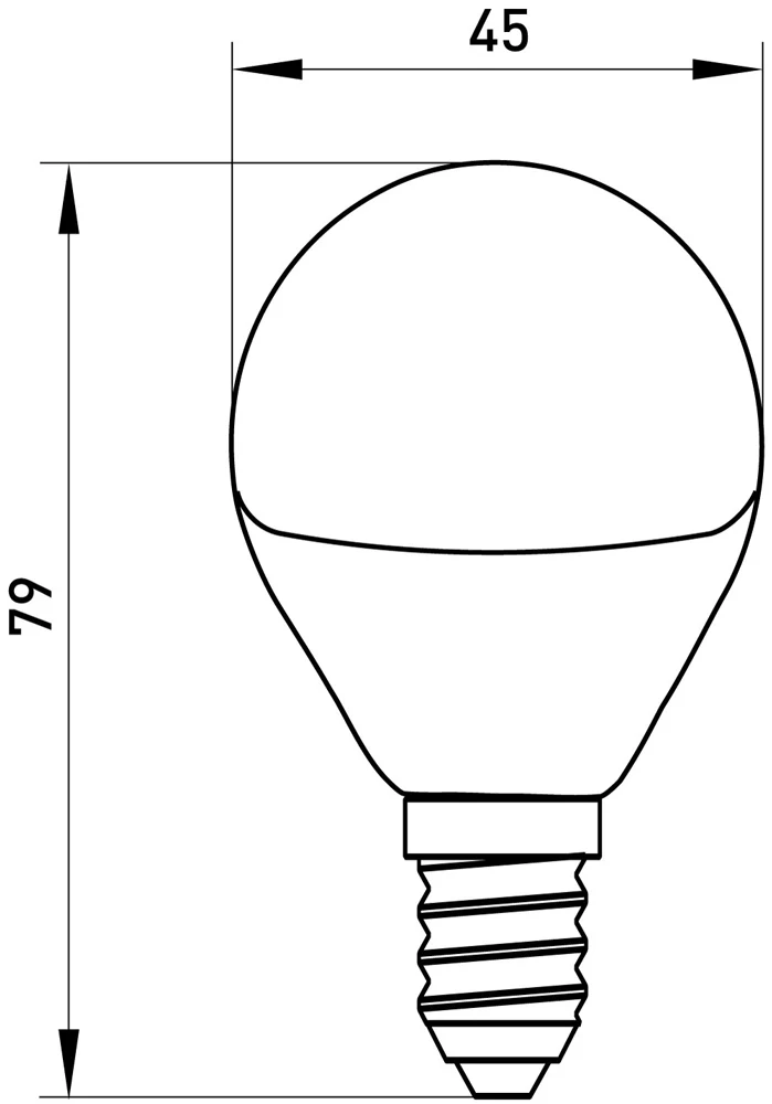 Лампа світлодіодна e.LED.lamp.P45.E14.6.4000, 6Вт, 4000К - габаритні розміри