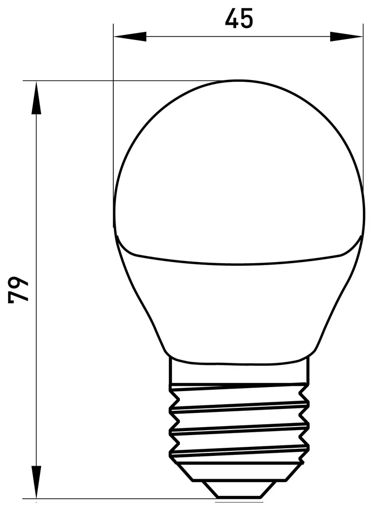 Лампа світлодіодна e.LED.lamp.P45.E27.6.3000, 6Вт, 3000К - габаритні розміри