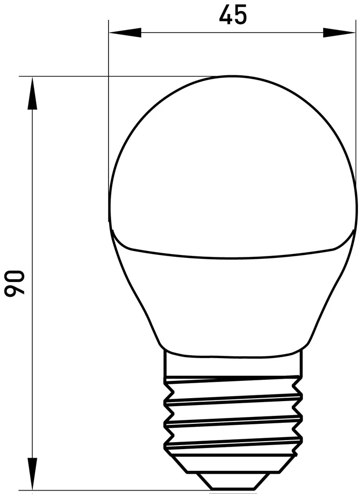 Лампа світлодіодна e.LED.lamp.P45.E27.8.6500 - габаритні розміри