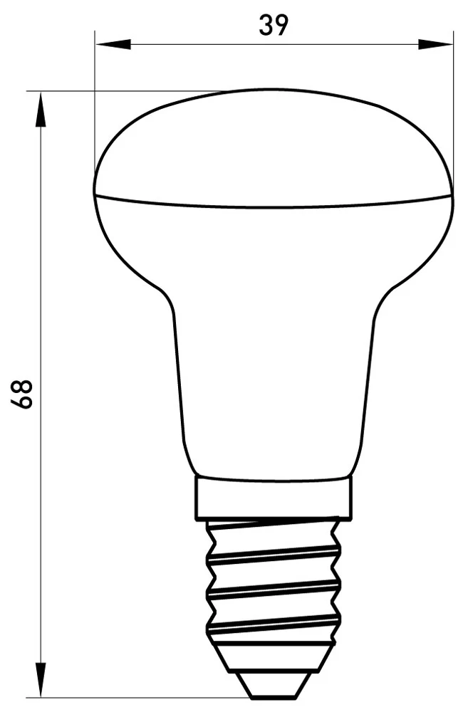 Лампа світлодіодна e.LED.lamp.R39.E14.4.4000, 4Вт, 4000К - габаритні розміри