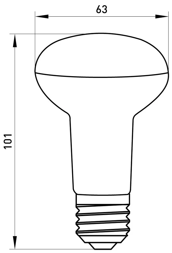 Лампа світлодіодна e.LED.lamp.R63.E27.10.4000, 10Вт,4000К - габаритні розміри