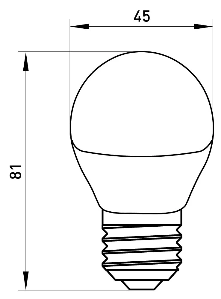 Лампа світлодіодна e.LED.lamp.stand.P45.E27.6.4000, 6Вт, 4000К 110лм/Вт - габаритні розміри