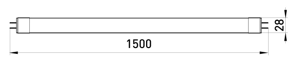 Лампа світлодіодна лінійна e.save.LED.Eco.T8.150.G13.24.6500, під патрон G13, довжина 150см, 24Вт, 6500К - габаритні розміри