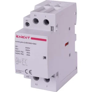 Модульний контактор e.mc.pro.2.63.1NO+1NC, 2р, 63А, 1NO+1NC, 220В