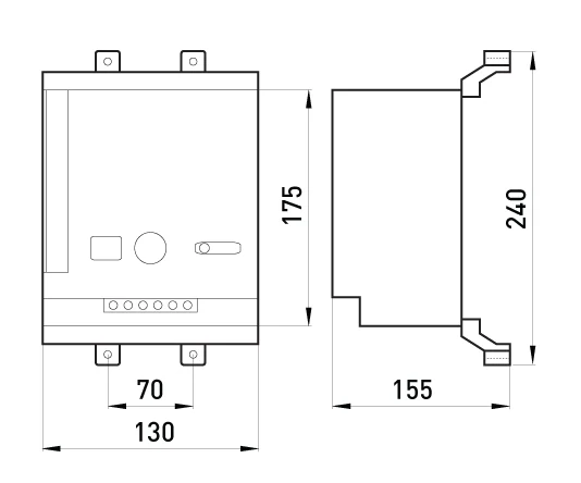Мотор-редуктор e.industrial.ukm.630-800.MDX.220, 220В - габаритні розміри