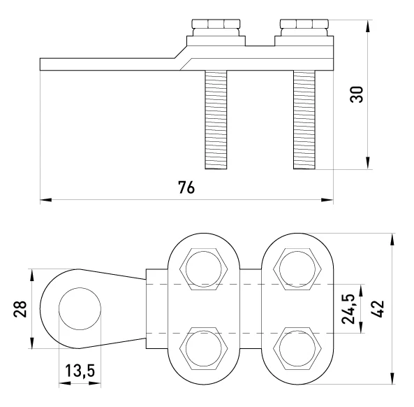 Наконечник кабельний e.end.stand.clamp.185.240 на гвинтах - габаритні розміри
