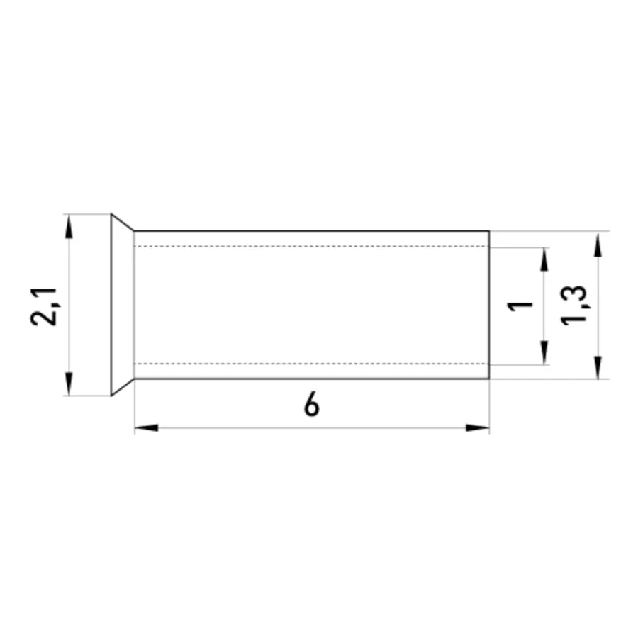 Неізольований наконечник e.terminal.stand.en.0.5.6 0,5 кв.мм, L=6 мм, 100шт