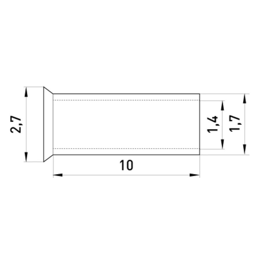 Неізольований наконечник e.terminal.stand.en.1.10 1,0 кв.мм, L=10 мм, 100шт