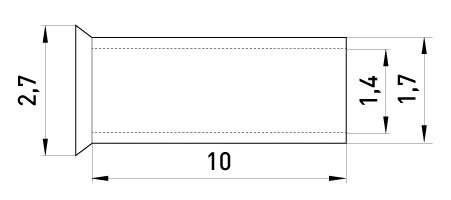 Неізольований наконечник e.terminal.stand.en.1.10 1,0 кв.мм, L=10 мм, 100шт - габаритні розміри