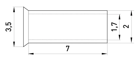Неізольований наконечник e.terminal.stand.en.1.5.7 1,5 кв.мм, L=7 мм, 100шт - габаритні розміри