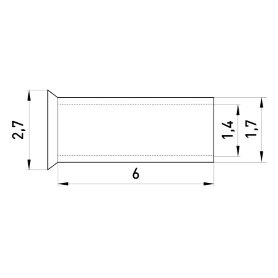 Неізольований наконечник e.terminal.stand.en.1.6 1,0 кв.мм, L=6 мм, 100шт