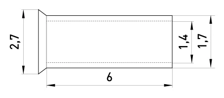 Неізольований наконечник e.terminal.stand.en.1.6 1,0 кв.мм, L=6 мм, 100шт - габаритні розміри