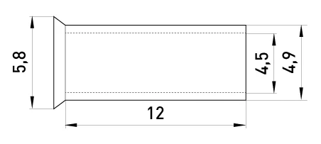 Неізольований наконечник e.terminal.stand.en.10.12 10,0 кв.мм, L=12 мм, 100шт - габаритні розміри