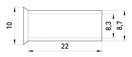 Неізольований наконечник e.terminal.stand.en.35.25 35,0 кв.мм, L=25 мм, 100шт - габаритні розміри