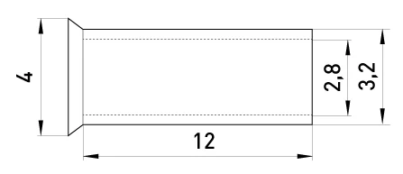 Неізольований наконечник e.terminal.stand.en.4.12 4,0 кв.мм, L=12 мм, 100шт - габаритні розміри