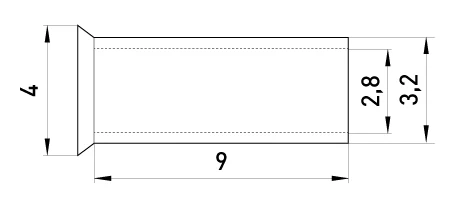 Неізольований наконечник e.terminal.stand.en.4.9 4,0 кв.мм, L=9 мм, 100шт - габаритні розміри