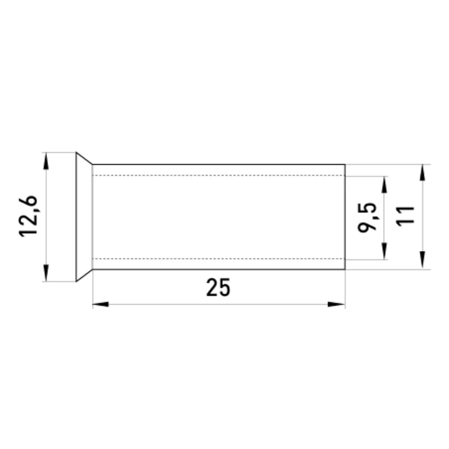 Неізольований наконечник e.terminal.stand.en.50.25 50,0 кв.мм, L=25 мм, 100шт