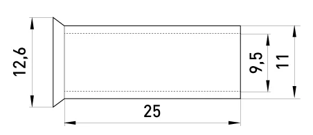 Неізольований наконечник e.terminal.stand.en.50.25 50,0 кв.мм, L=25 мм, 100шт - габаритні розміри