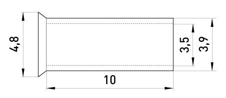 Неізольований наконечник e.terminal.stand.en.6.10 6,0 кв.мм, L=10 мм, 100шт - габаритні розміри