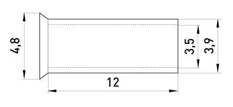 Неізольований наконечник e.terminal.stand.en.6.12 6,0 кв.мм, L=12 мм, 100шт - габаритні розміри