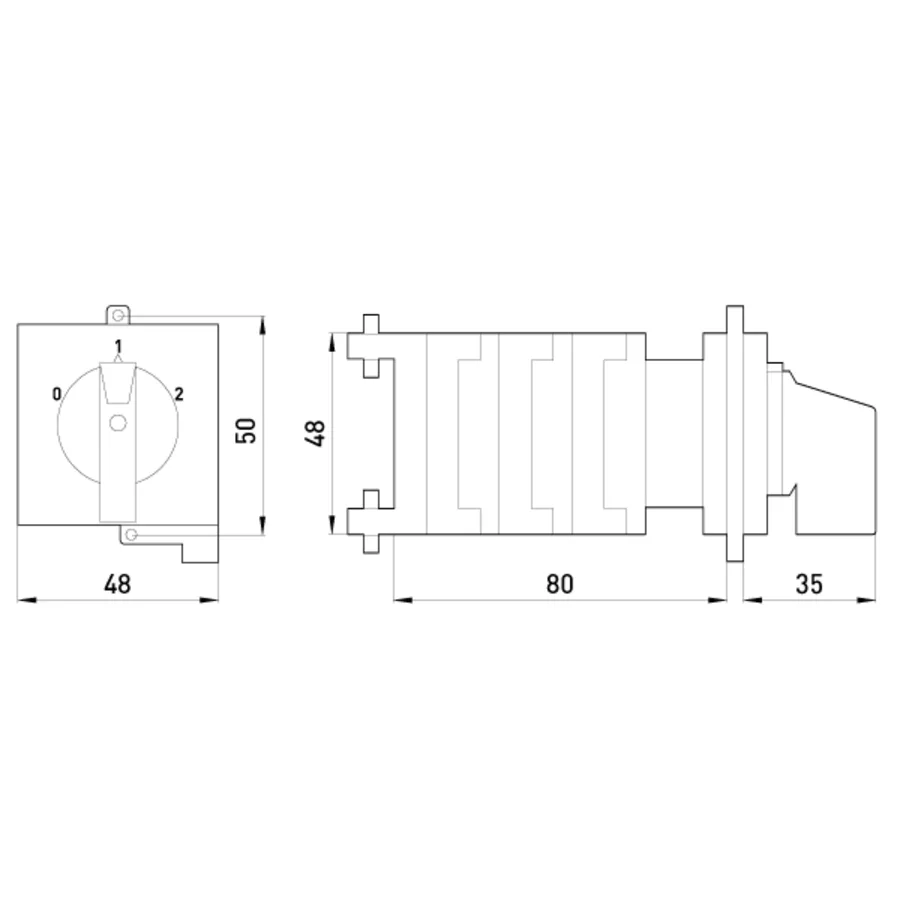 Пакетний перемикач в корпусі e.industrial.sb.0-1-2.3.20, 3р, 20А (0-1-2)