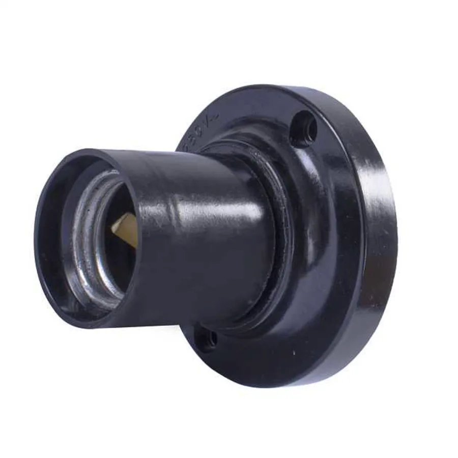 Патрон бакелітовий e.lamp socket wall side.E27.bk.black, настінний Е27, чорний