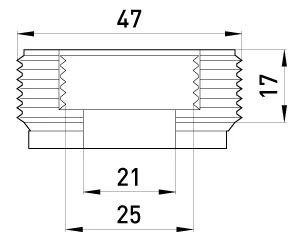 Перехідник металевий e.industrial.pipe.thread.bts.1-1/2".3/4", різьбовий, з 1-1/2" на 3/4" - габаритні розміри
