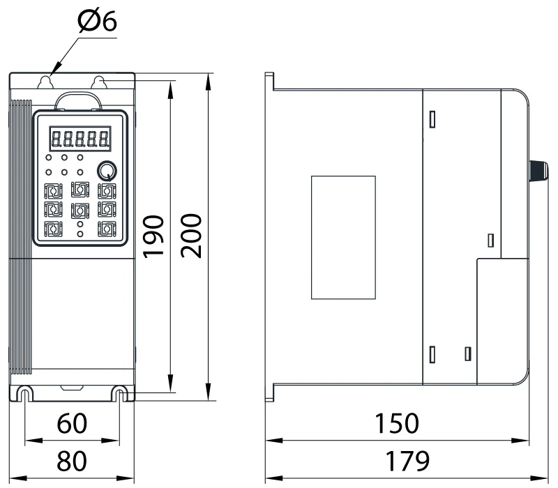 Перетворювач частотний e.f-drive.pump.0R7 0,75кВт 3ф/380В - габаритні розміри